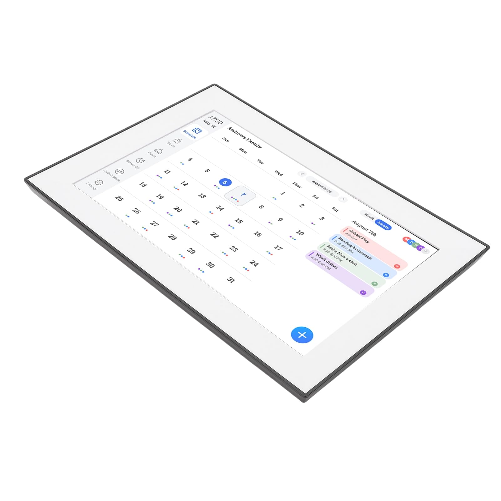 Annadue 10,1 Zoll Intelligenter Digitaler Kalender, Elektronisches Fotorahmen-Display mit WiFi-Synchronisierung, Essensplaner, Sprachaufzeichnung, Familienplanung, für das Home Office (EU)