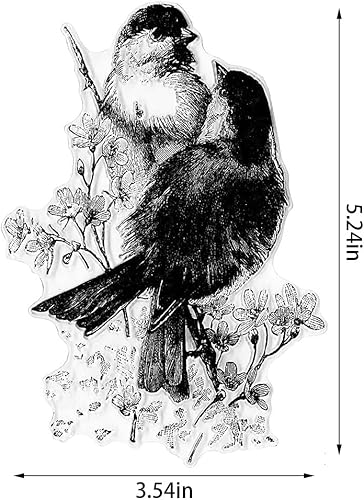 Miniatura 2 de ALIBBON 2 sellos transparentes de pájaros sobre flores para hacer tarjetas y decoraciones de álbumes de fotos, sellos de pájaros de primavera, fondo