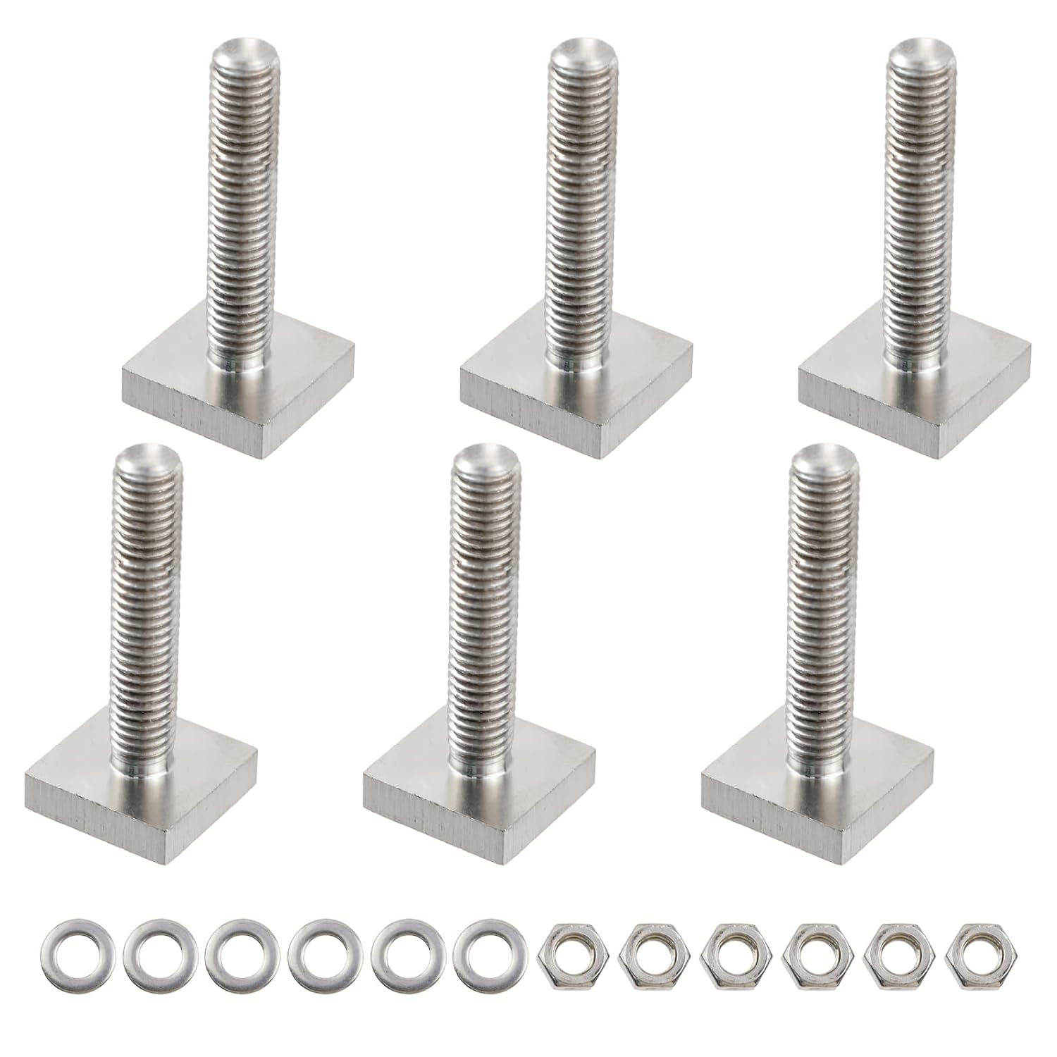 Woogim 6PCS M7 Stainless Steel T Slot Bolts Square Head T Bolts Hex T Square Head Bolts for Kayak Ski Bike Rail Carrier