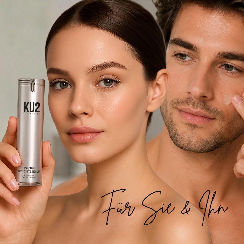 KU2 Cosmetics Peptide Serum Anti Aging Gesichtsserum, 30ml | Hochwirksame & straffende Gesichtspflege für glatte und jugendliche Haut, Made in Germany
