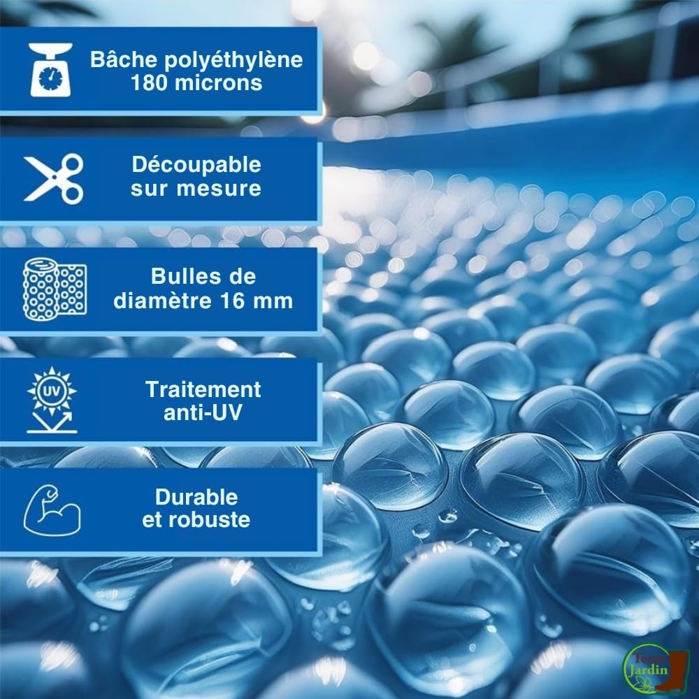 Bâche à Bulles Piscine rectangulaire 180 microns - 2 x 4 - Bleu