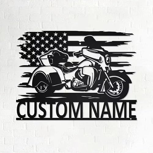 Miniatura 6 de Letrero de metal personalizado para pared de motocicleta con bandera de EE. UU., letrero de metal personalizado para motocicleta, garaje, regalo