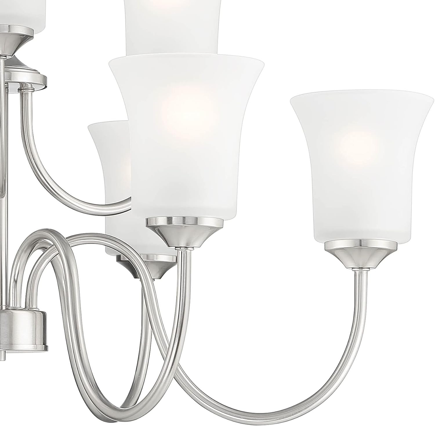 DESIGNERS FOUNTAIN 9-Lights Bronson Chandelier, 30 Inch Ceiling Light Fixture for Kitchen, Dining Room, Bedroom, and Living Room, Brushed Nickel, D278M-9CH-BN
