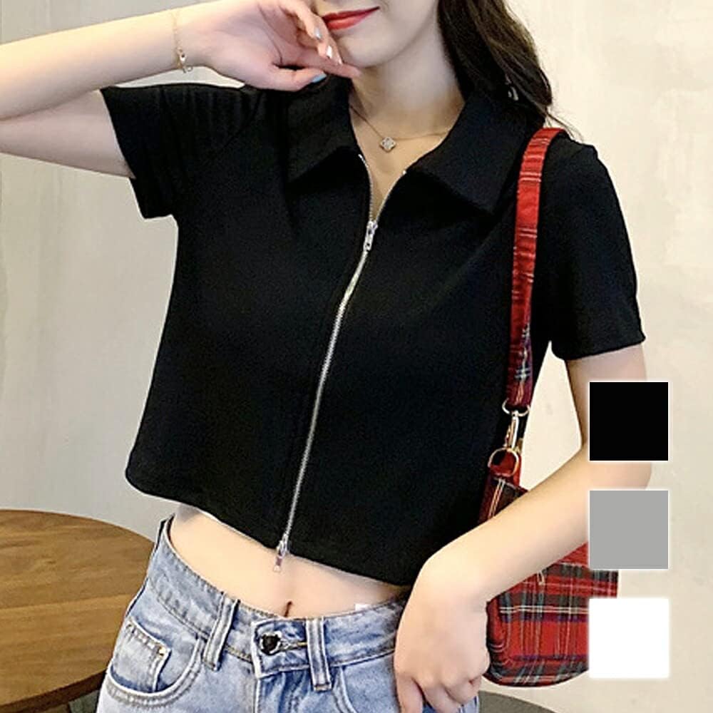 Amazon | [Amulet] ダブルジップ半袖トップス レディース 半袖 春 夏服