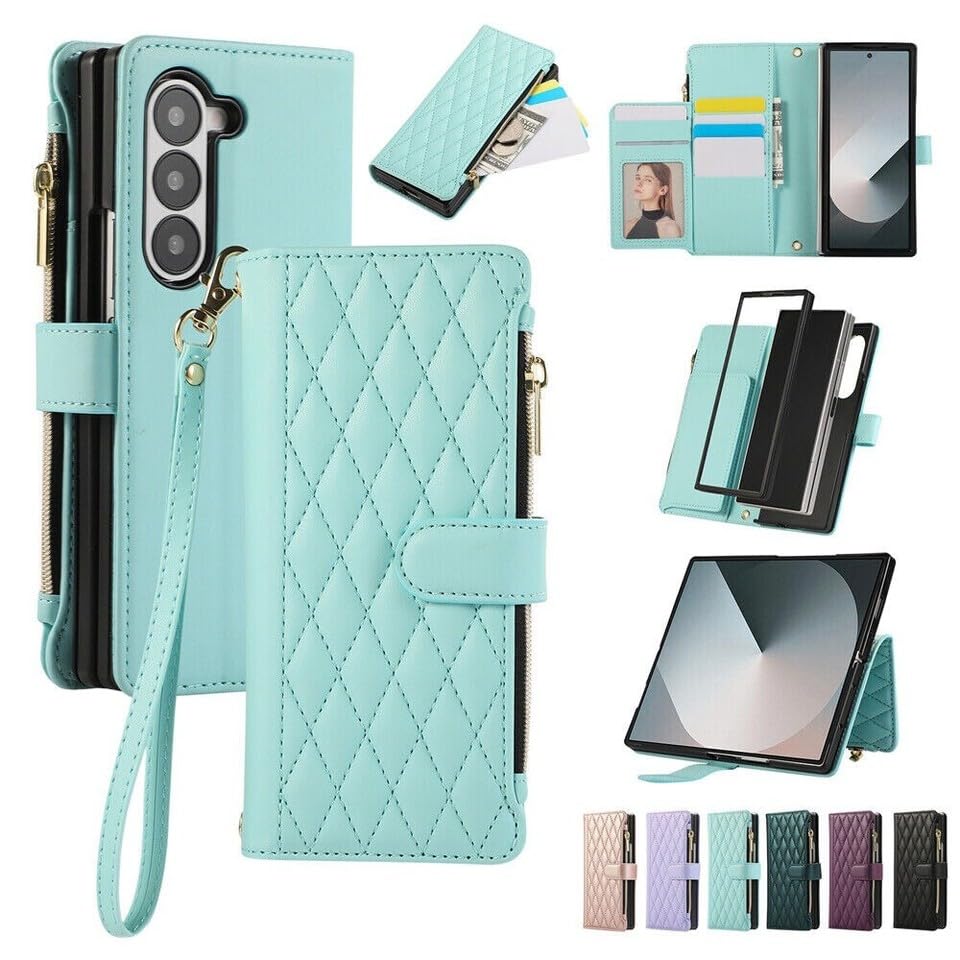Housse Samsung Galaxy Z Fold 7 vert menthe : le portefeuille idéal pour vos sorties en ville