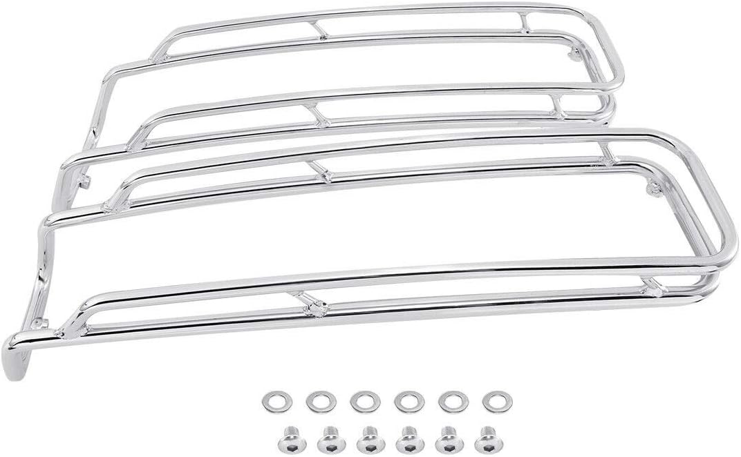 TCMT Saddlebags Lid Top Rails Trim Rack Guard Support Fit For Harley Touring Road Glide Electra Glide Ultra Classic Street Glide Road King 1994-2013 (Chrome)