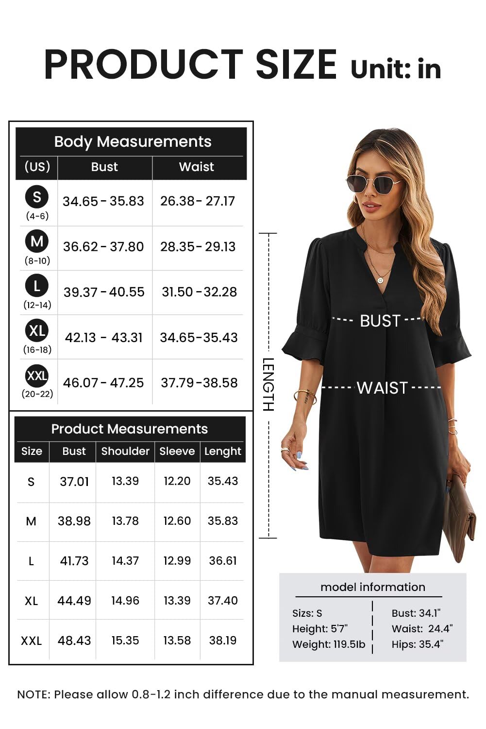 QACOHU Summer Dresses for Women V Neck Ruffle Short Sleeve Casual Shift Dress - Image 5