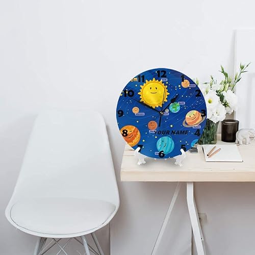 Vista 48 de Reloj de pared personalizado con diseño de unicornio y rosa con purpurina para habitación de los niños, reloj de pared personalizado con nombre