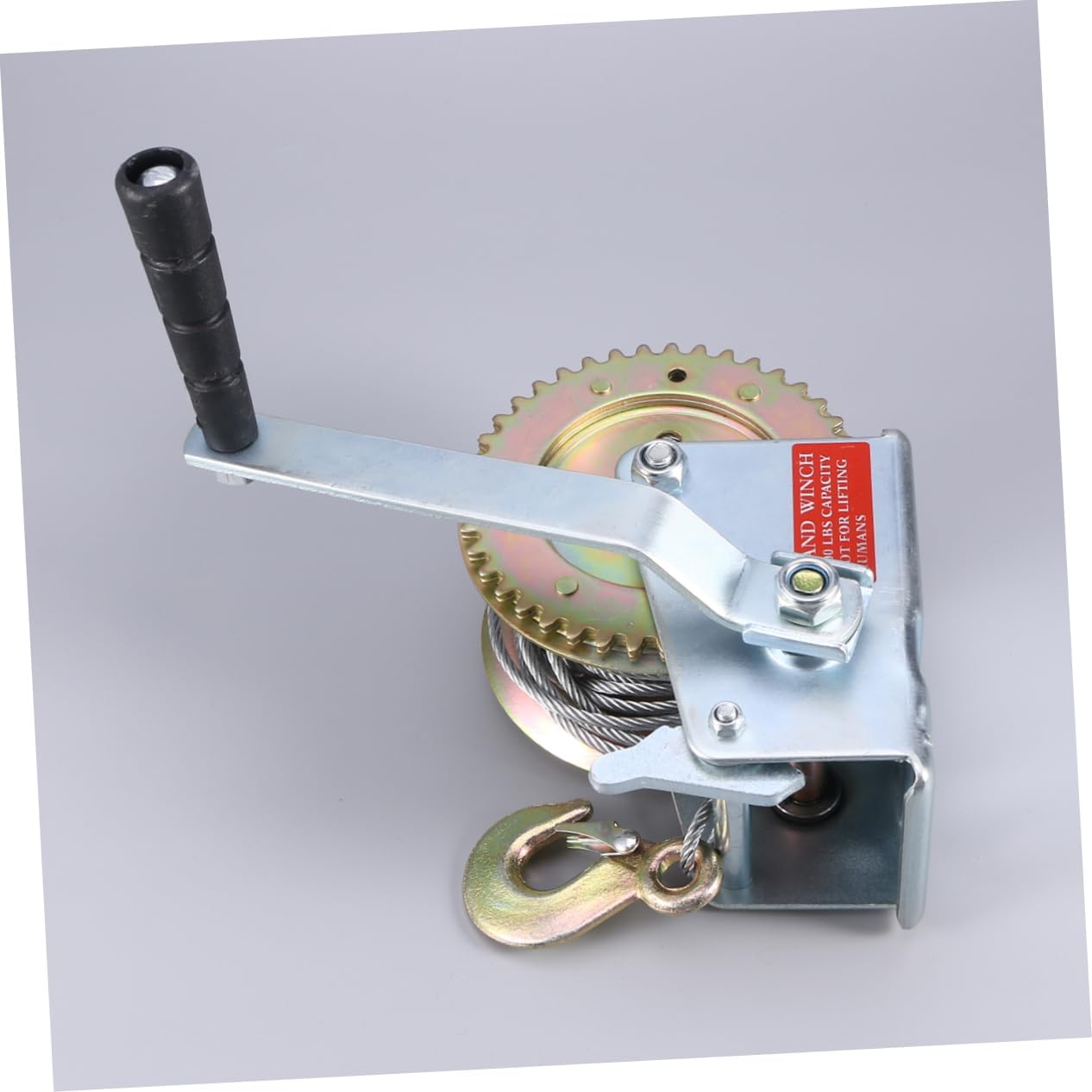 Ciieeo 450Kg Hand Winch with Capacity Portable Crank Gear for ATV and Boat Trailers Durable Polyester Strap Lightweight and Compact Design for Various Environments