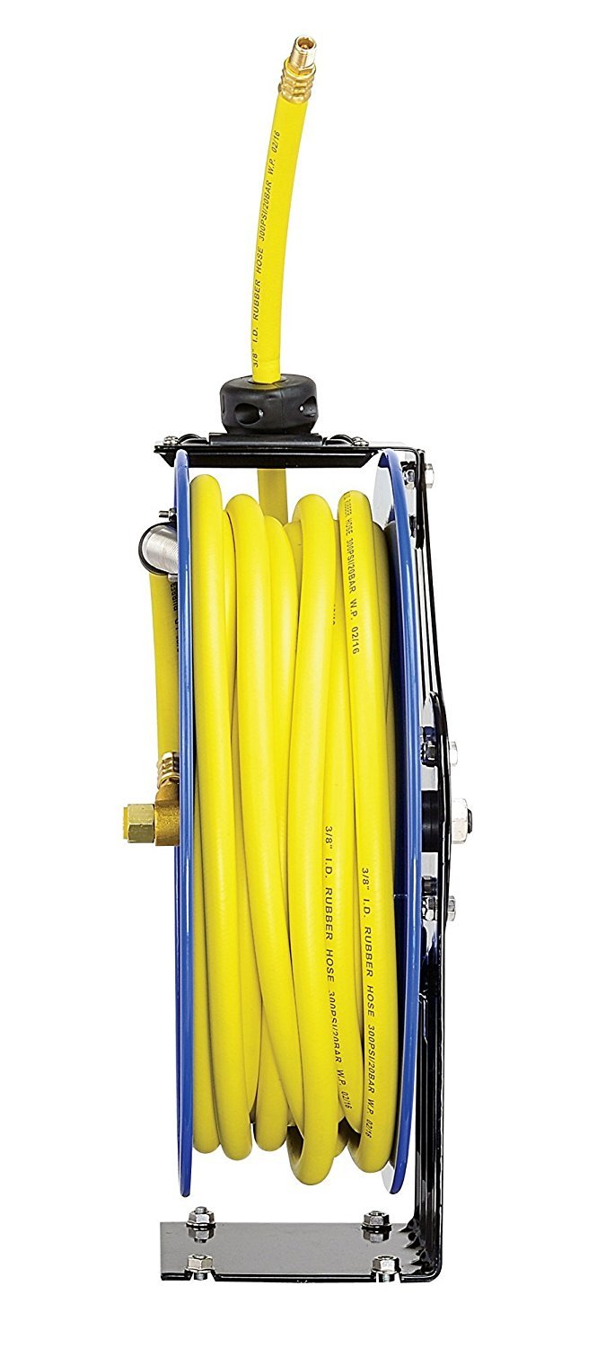 Goodyear Air Hose Reel Retractable 3/8" Inch x 50' Foot SBR Rubber Hose Max 300PSI Heavy Duty