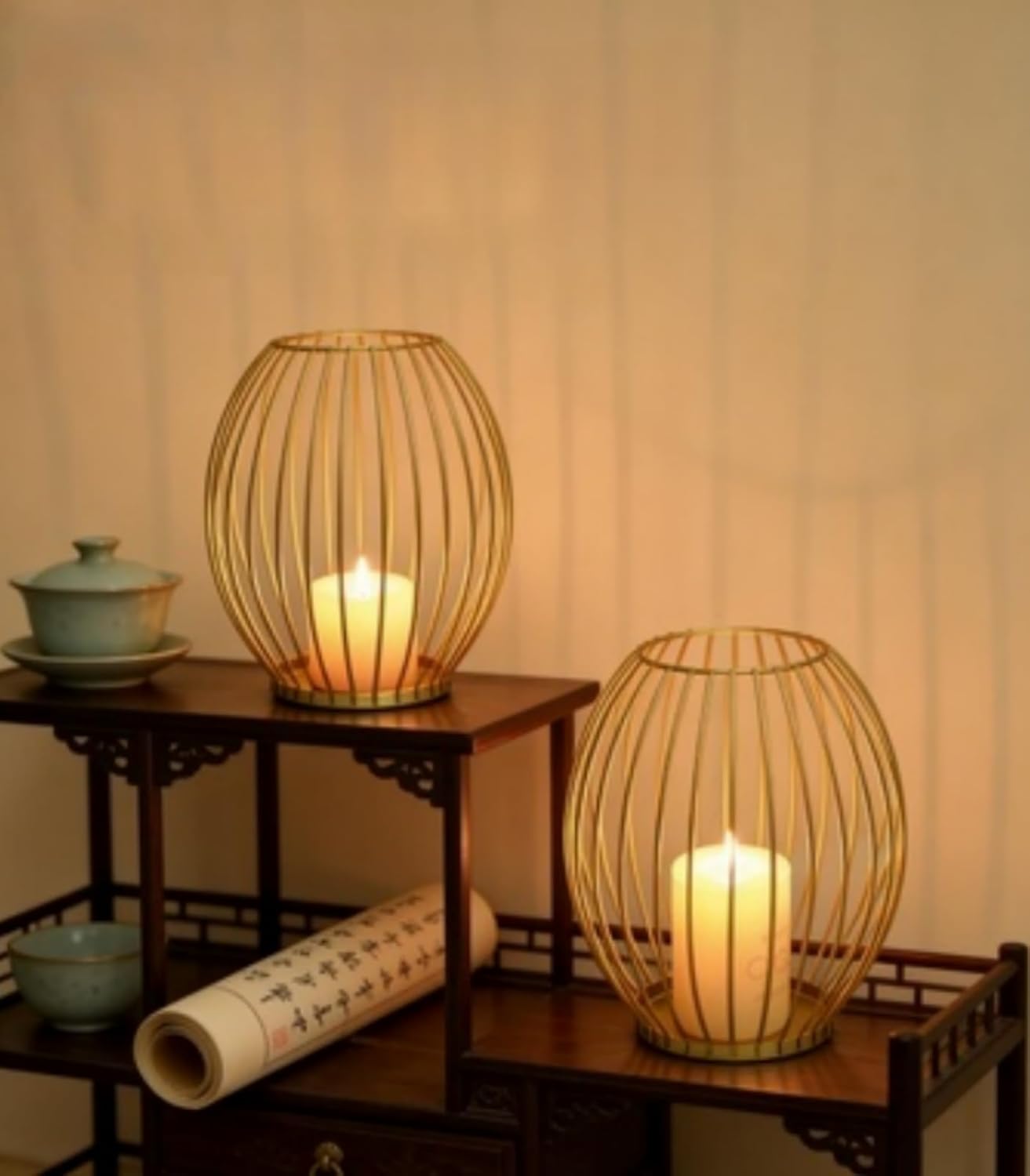 Metal columnar candlesticks, Iron Lantern Decorations, Modern Farmhouse Lantern Decor, Suitable for Living Rooms, Homes, Indoors, Outdoors, Tables, and Mantel Decorations