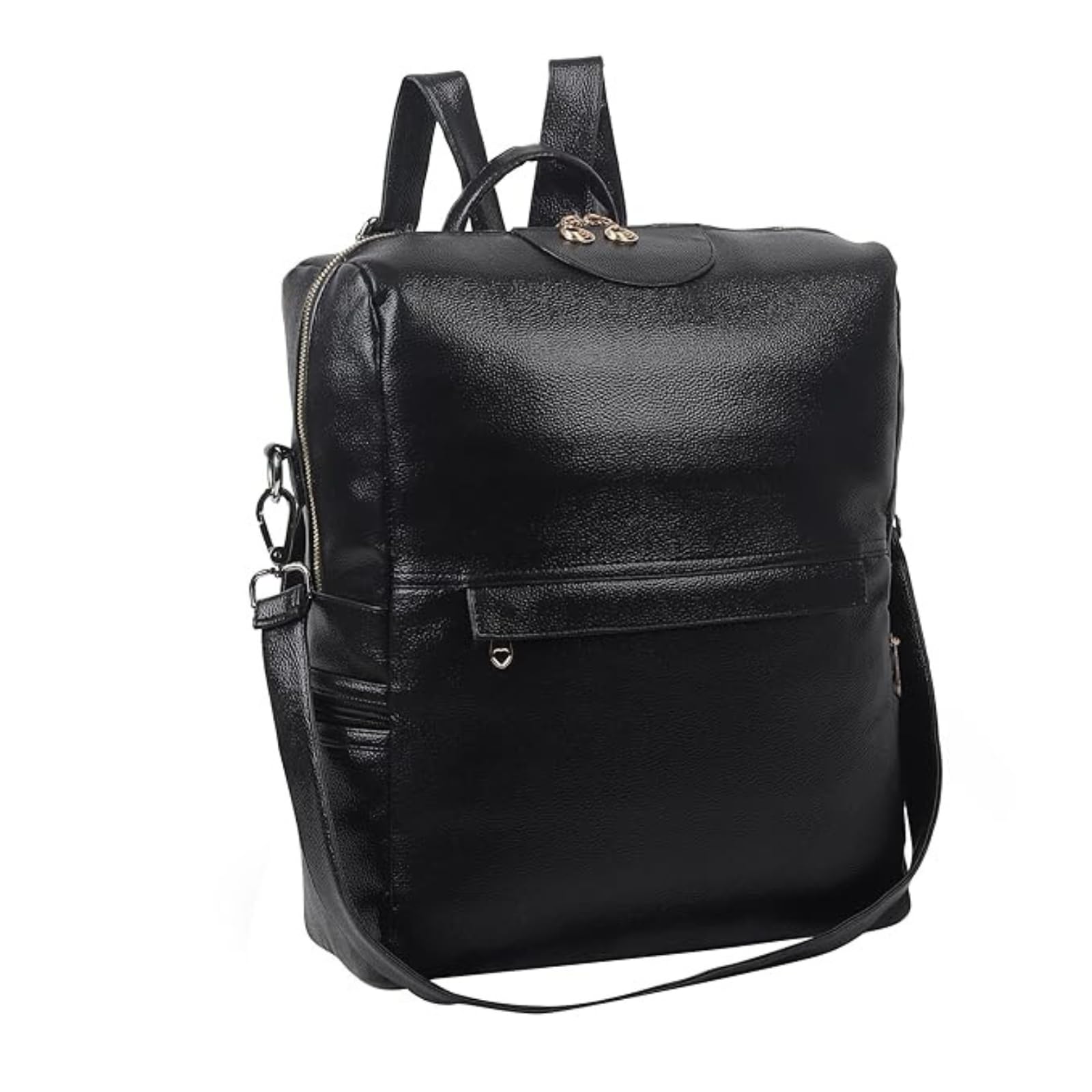 Standard 30L Laptop Backpack Leather Backpack for Women Elegant Genuine Backpack (Black)-image-48