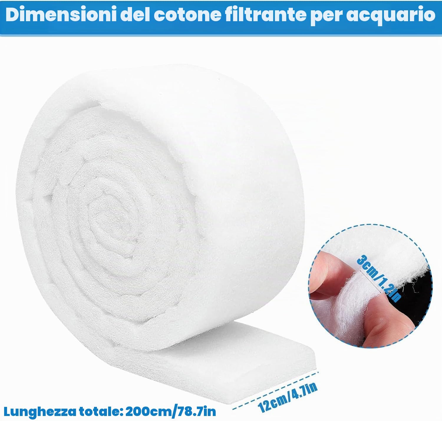Spugna filtrante per acquario, 2 m di tampone filtrante per acquario, tampone filtrante biochimico ispessito,Schiuma filtrante per acquario di bacino