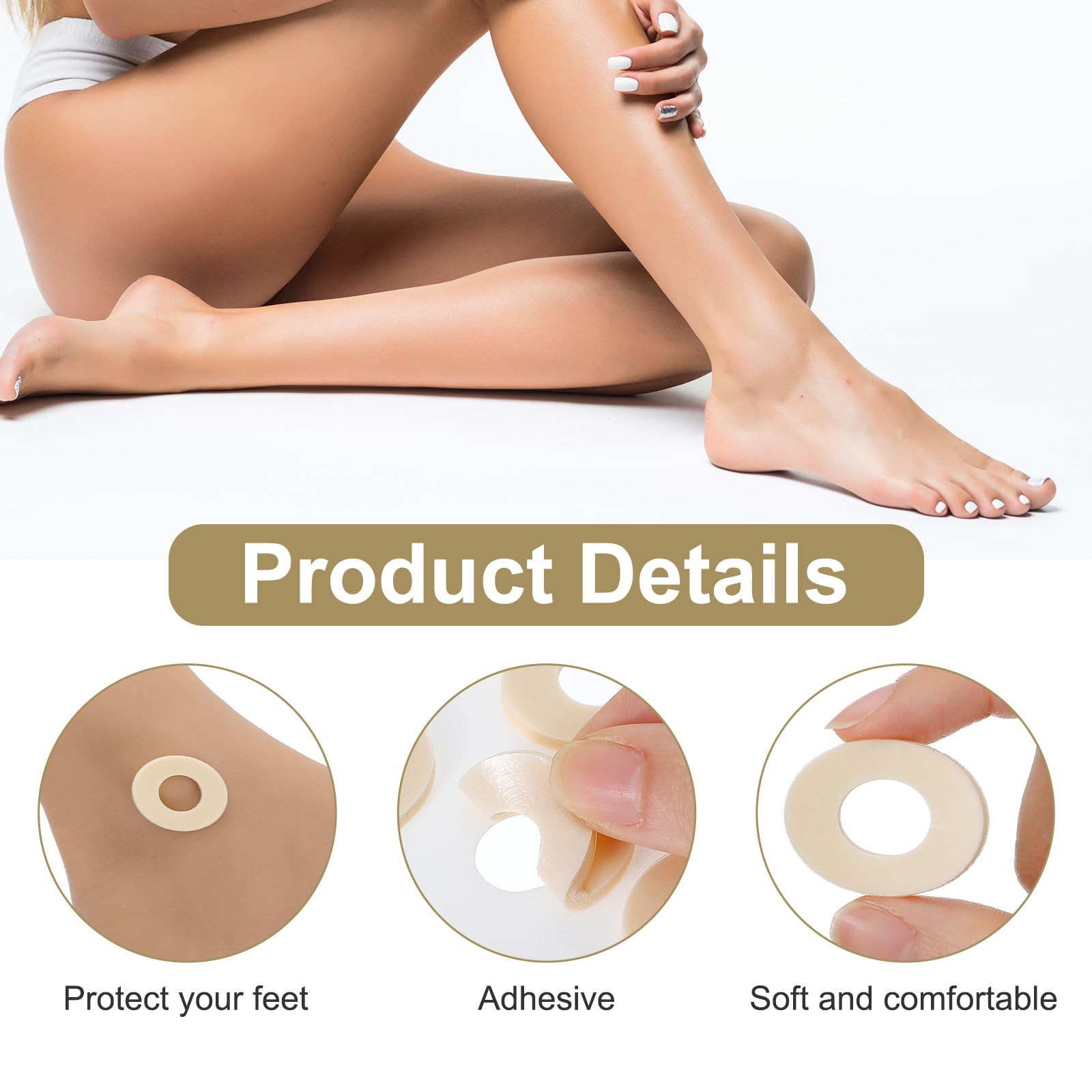 180 cojines de callos para dedos de los pies, almohadillas ovaladas de espuma con almohadillas adhesivas resistentes al agua para callos para la parte inferior del pie, protegen el maíz de rozaduras y