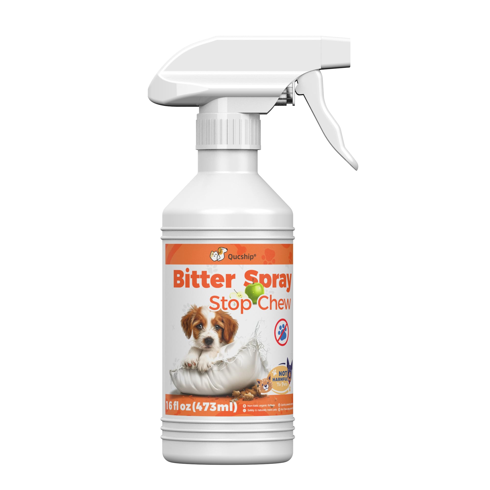 Qucship Powerful Chew Deterrent -Bitter Spray for Dogs - 16oz Bottle