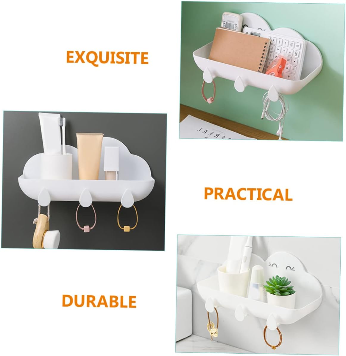Bathroom Storage Rack Over-the-Toilet Shelf Wall-Mounted Organizer for Home Supplies White