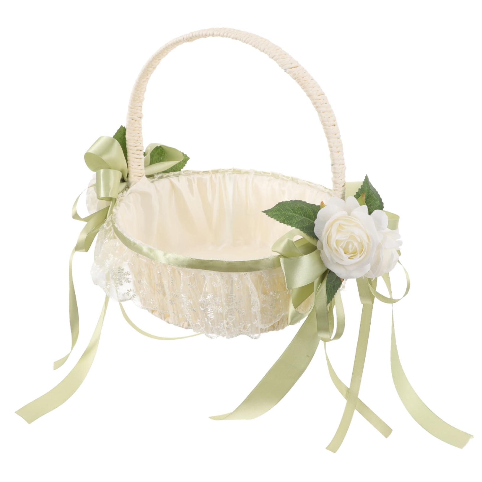 Elegant Flower Girl Basket Handheld Wedding Basket with Bowknot Lightweight and Floral Decor for Weddings Birthdays and Special Occasions Woven Design