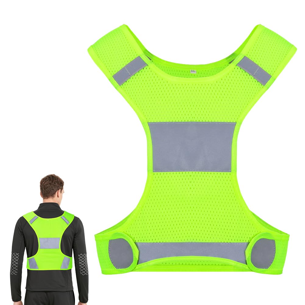 BSBUY Reflective Running Vest Breathable Sports Vest High Visibility Waistcoat Safety Vest Women Men Night Warning Top Reflectors Clothing Hi Vis Reflective Running Gears for jogging Hiking Cycling