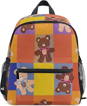 Bears Mini Backpack for Boys 3-8, Lightweight Toddler backpack with Multiple Storage Pockets, 10.6x4.13x12.6in