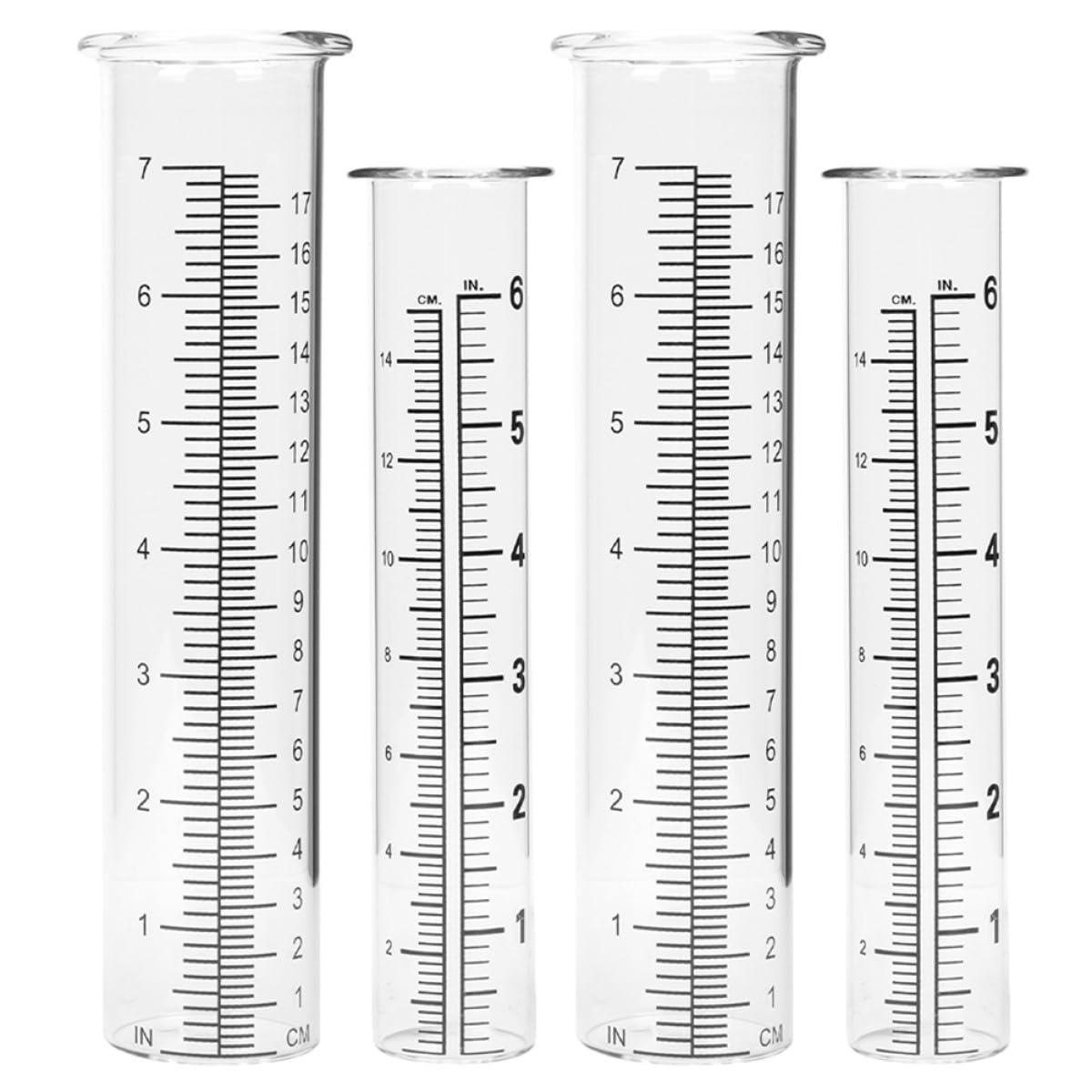 DOITOOL 4 Stück Regenmesser Glasrohr mit Skala Präziser Messzylinder aus Glas für Garten und Außenbereich Transparent Robust und Einfach Ablesbar