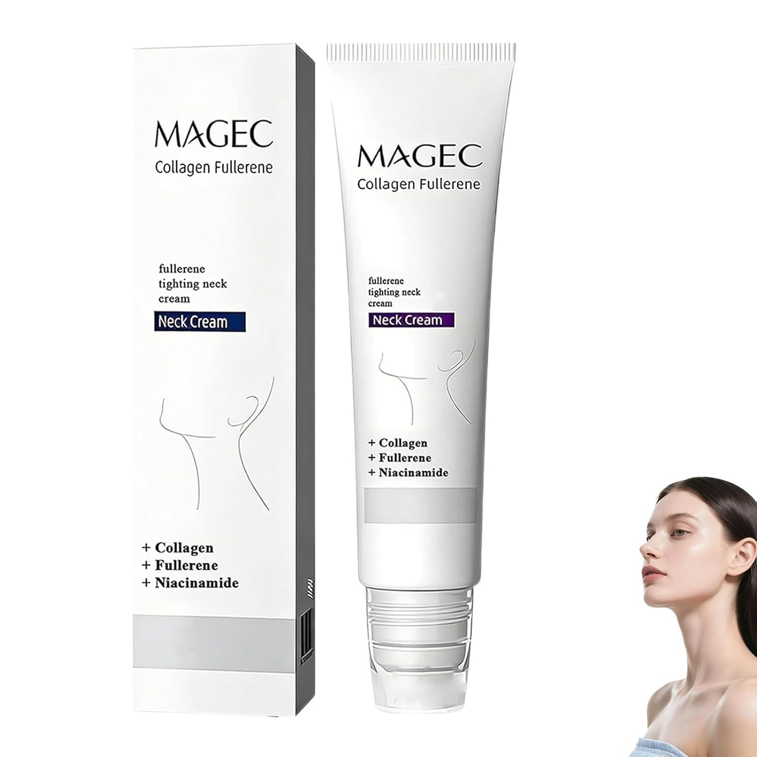 Magec Collagen Fullerene Neck Cream, 2026 Advanced Wrinkle Collageno Face and Neck Firming Cream, Magic Skin Tightening and Lifting Cream for Skin Types (2)
