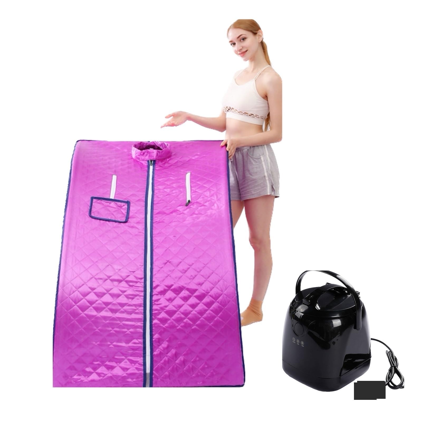 Sauna portátil, Sala de nerador de sauna de portátil, olla de de 2,0 L, baño adelgazante, SPA, soporte de Metal de acero inoxidable fuerte(Rot)