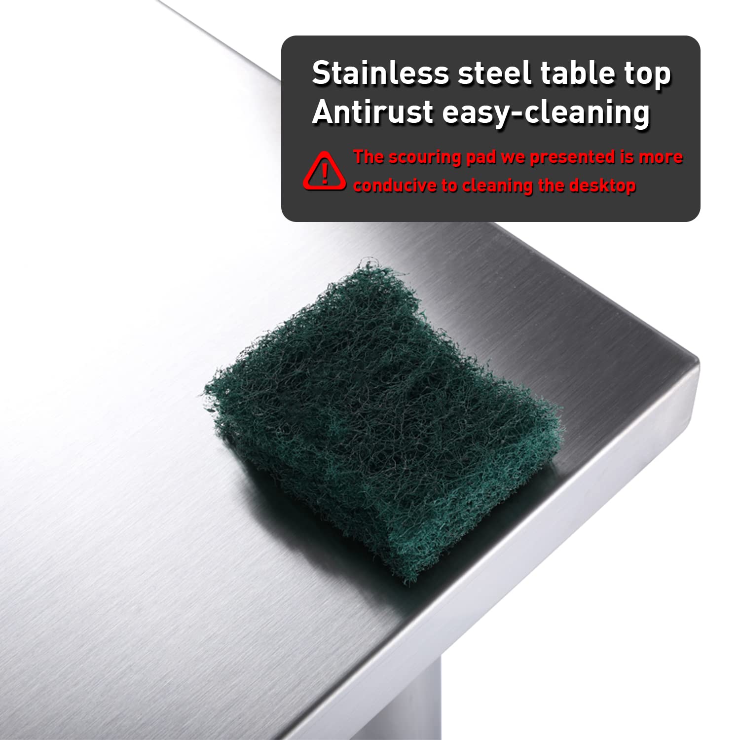 Mesa de trabajo de cocina de acero inoxidable con protector contra salpicaduras, 60 x 24 x 34 pulgadas, mesa de trabajo comercial de metal con estante ajustable, mesa de isla para cocina