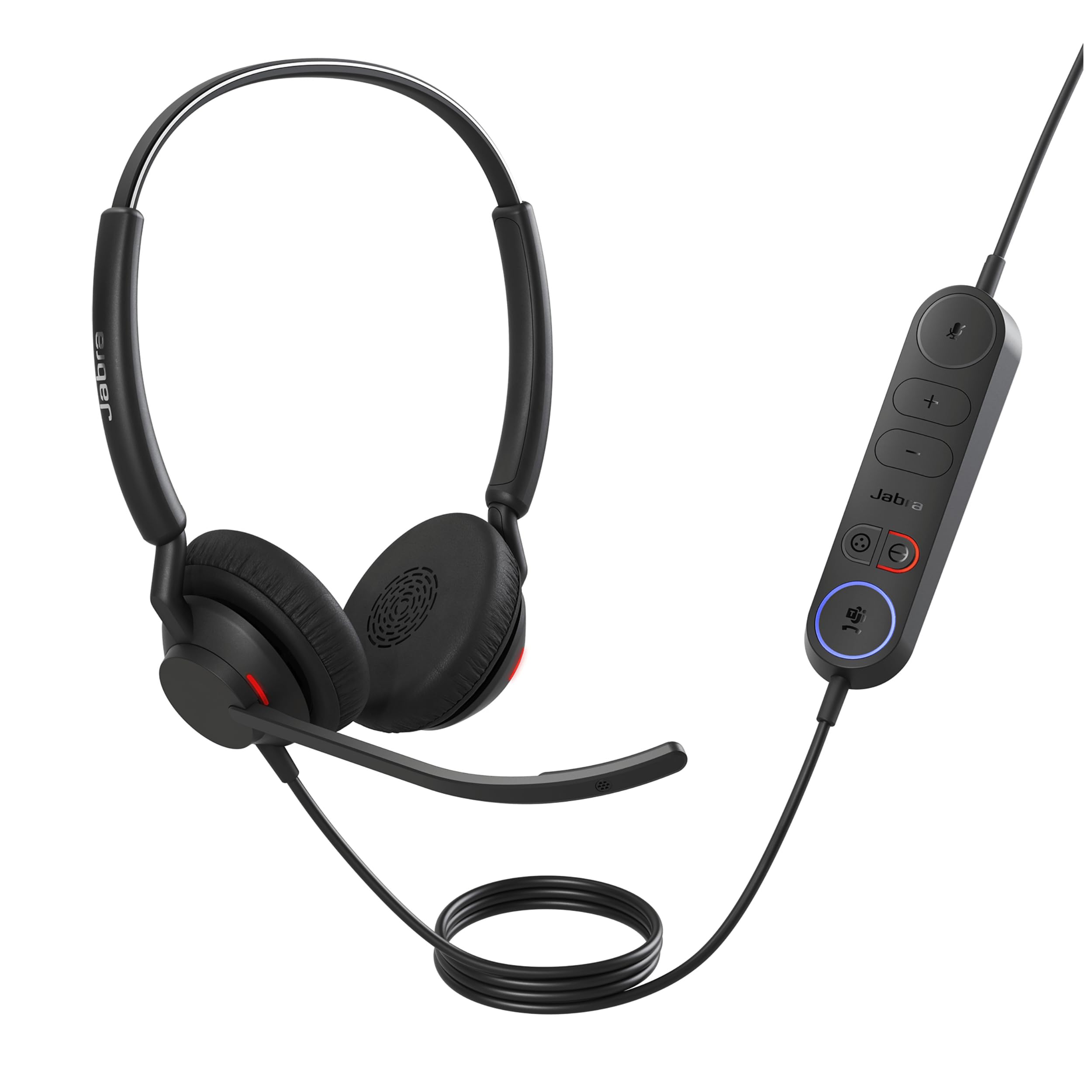 Jabra Engage 40 Auriculares Estéreo con cable, Inline Call Control, 2 micrófonos, cancelación de ruido, ultraligero, cable USB-A, Certificado para MS Teams, funciona con todas las plataformas, Negro