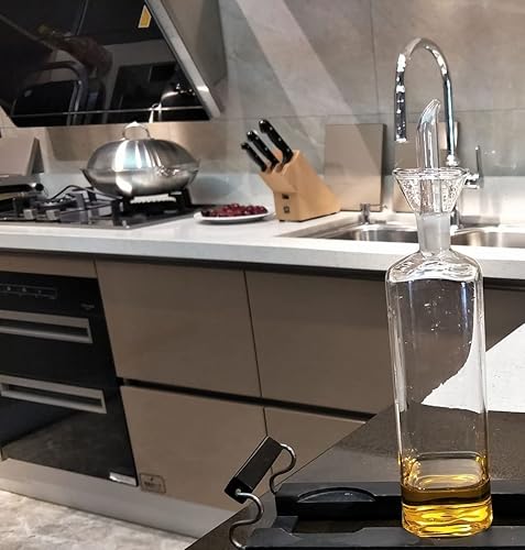 Miniatura 5 de JWCBDY Dispensador de aceite de oliva de vidrio, no necesita embudo, botella de aceite fácil de rellenar con vertedores, botella dispensadora de