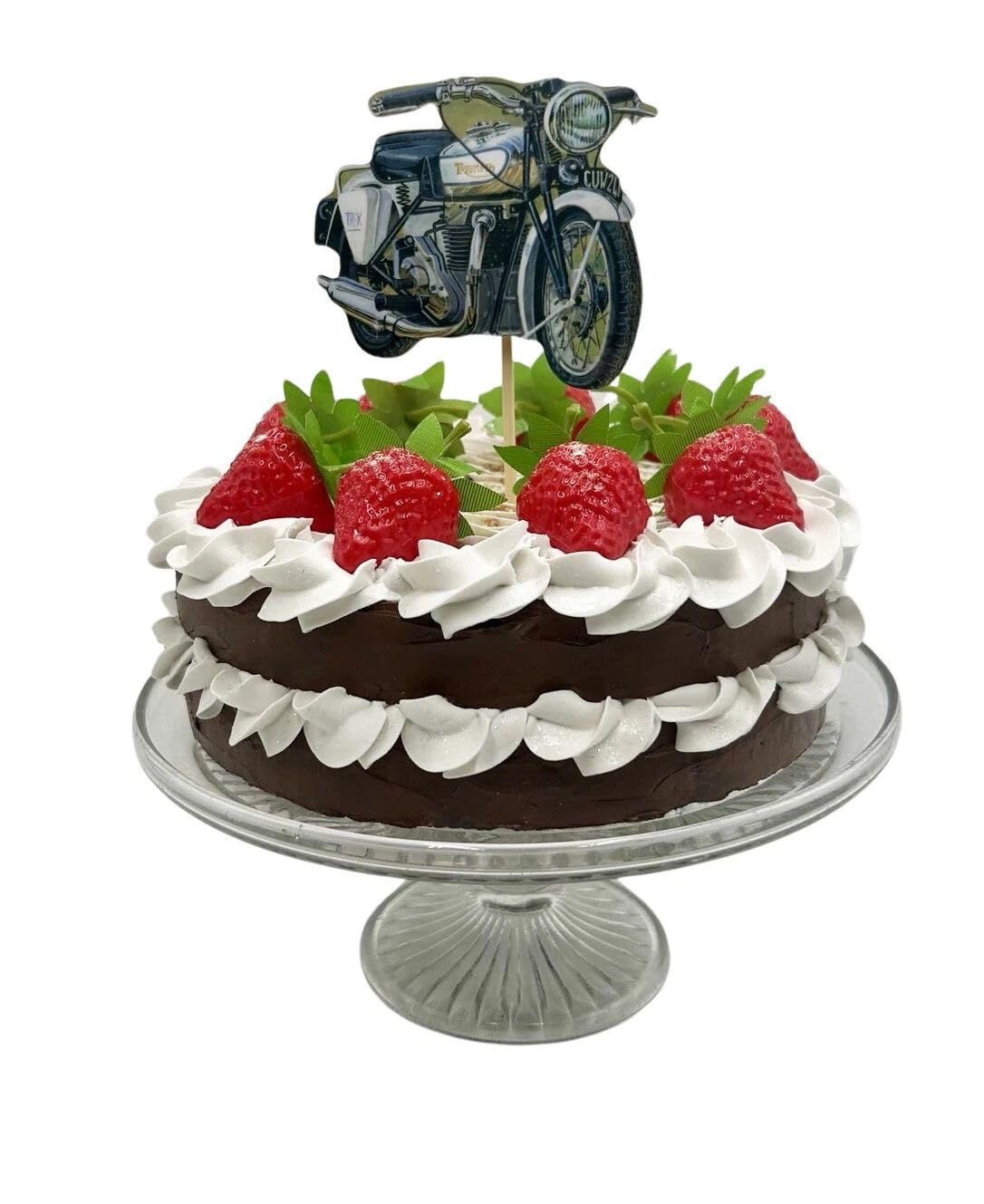 Vintage Motorcycle Cake Topper - Retro Motorbike Cake Decoration - MS30-CT