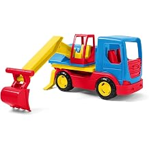 Wader 35316 tech truck Lkw 35316-Tech Excavator, Movable Shovel, Rotating Attachment and Sturdy Steel axles, Approx. 27 x 11.5 x 15 cm, from 12 Months, Ideal as a Gift for Creative Play, Multicoloured