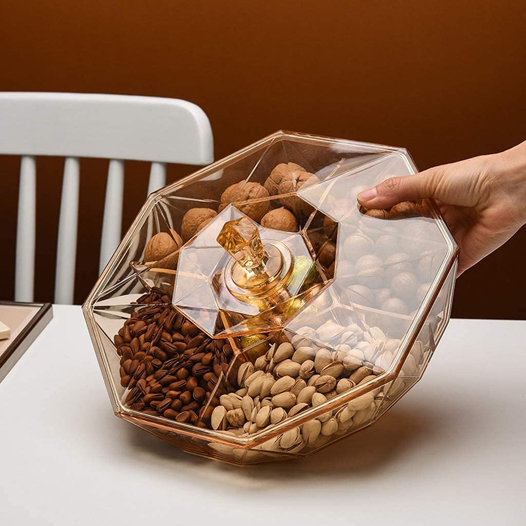 Caja de frutos secos, frutos secos, contenedor de almacenamiento de dulces, caja de aperitivos, caja de dulces, caja de frutos secos, rejilla dividida con tapa, mesa de centro simple for sala de estar