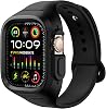 SURITCH Sport Band for Apple Watch Ultra 2Ultra Case with Band 49mm, Soft Silicone Shockproof Rugged Protective Replacement Strap with Case for iWatch UltraUltra 2 49mm Men Women, Black