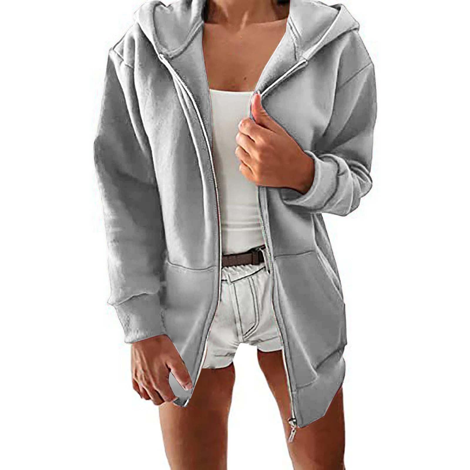 Elogoogwomens oversized sweatshirts 2023 Autumn And Winter Women's Sports And Leisure Metal Zipper Jacket Plus Fleece