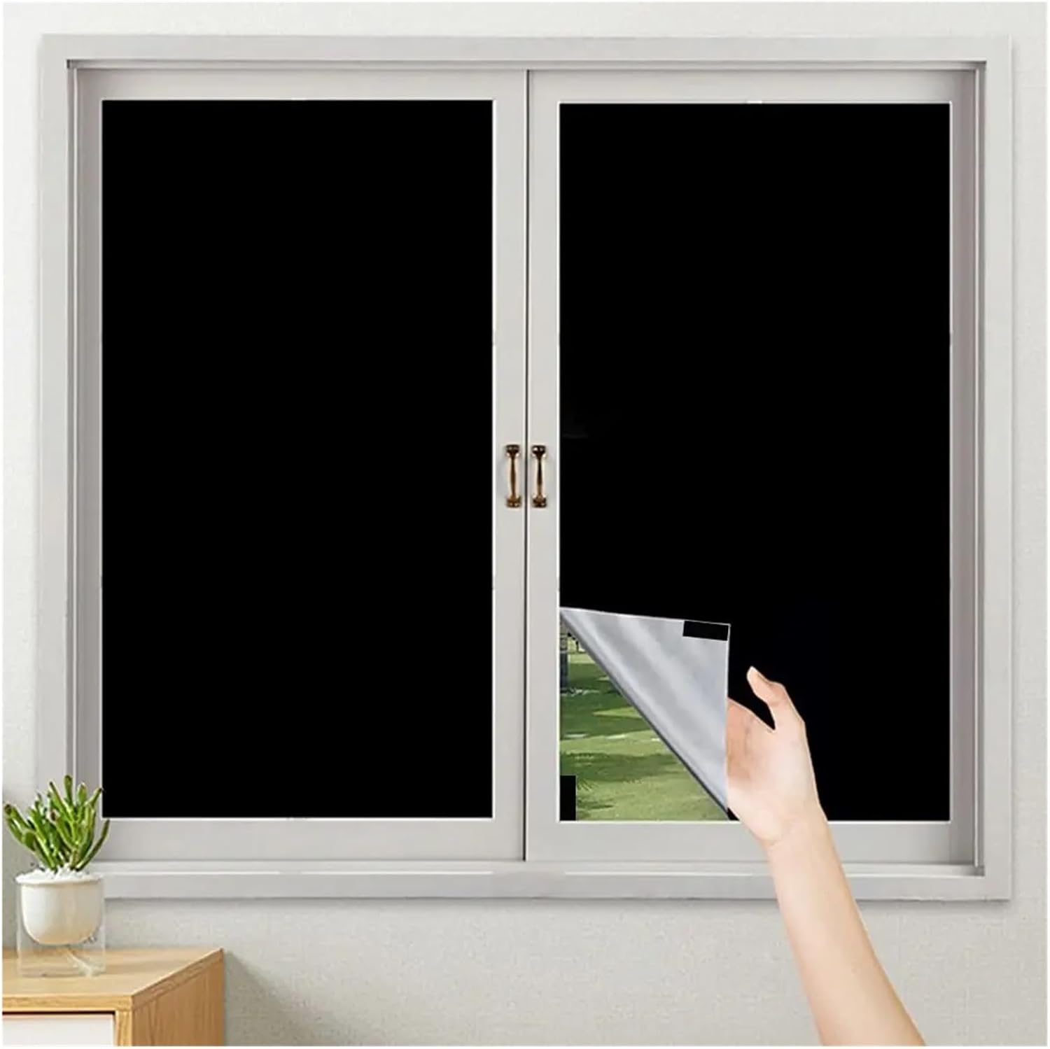 Blackout Blind Curtain Non-Perforated Thermal Insulated Shade Curtain Adhesive Portable Sticker Curtains for Window(150x100cm)