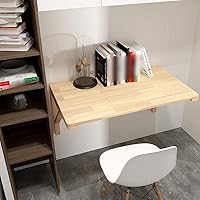 Vista 7 de Mesa flotante de madera de pino maciza, mesa de comedor plegable, escritorio de computadora, mesa de almacenamiento de cocina, mesa de estudio