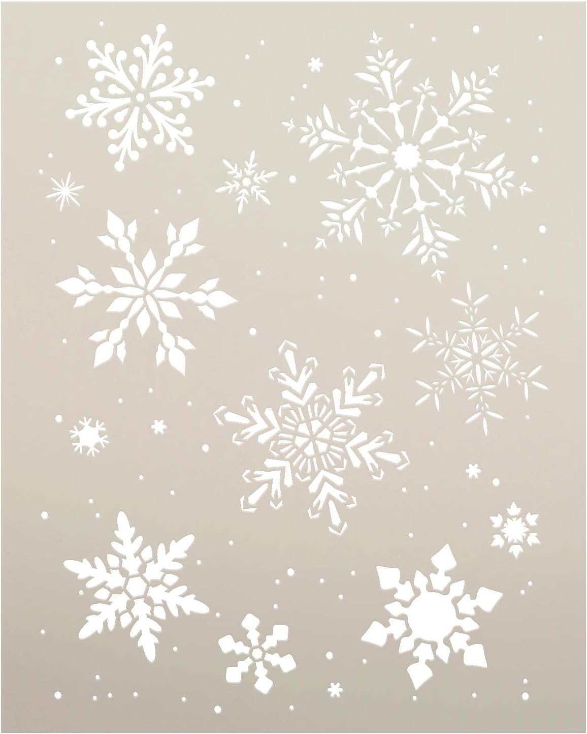 North Pole Snowflakes Stencil by StudioR12 | Winter Art Elements - Reusable Mylar Template | Painting, Chalk, Mixed Media | Use for Crafting, DIY Home Decor (11 x 17 inch)