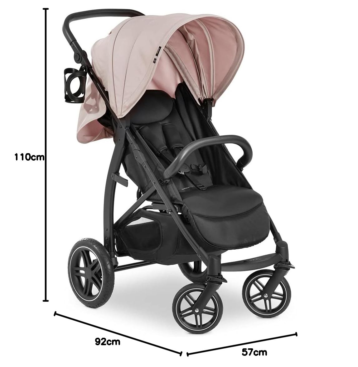 Hauck Rapid - Passeggino 4D Dusty Rose, passeggino completo, compatto e pieghevole con una mano, ruote grandi, con parapioggia