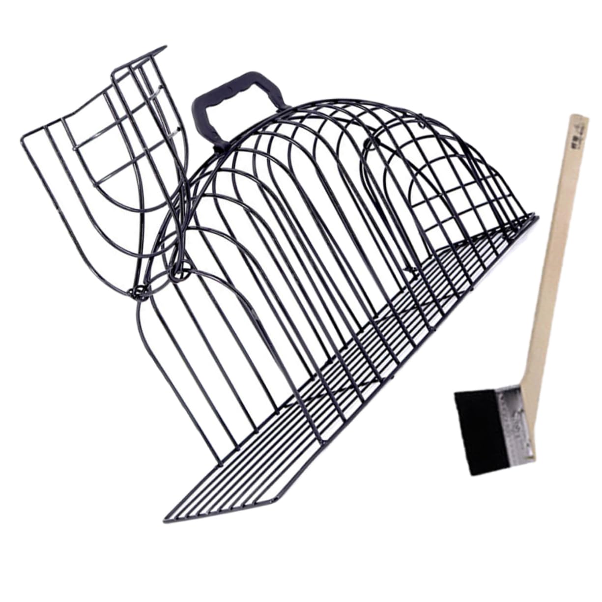 Cage de bain pour chat en métal noir Gatuida avec brosse de toilettage intégrée