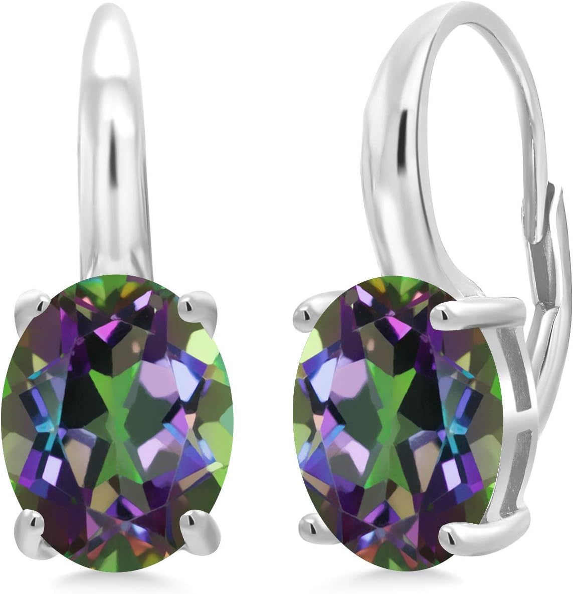 Gem Stone King Leverback Drop Dangle Earrings For Women | 925 Sterling Silver | 11X9MM Oval Gemstone Birthstone | Fine Jewelry Gifts for Her Mom Women Wife