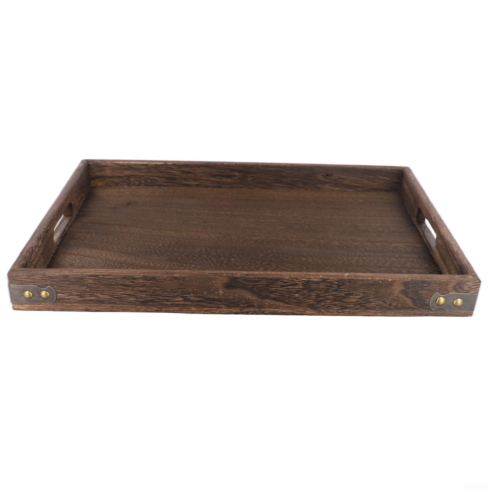 Plateau de service moderne en bois massif avec poignées pour une présentation élégante de table à thé et dessous de verre (grand)