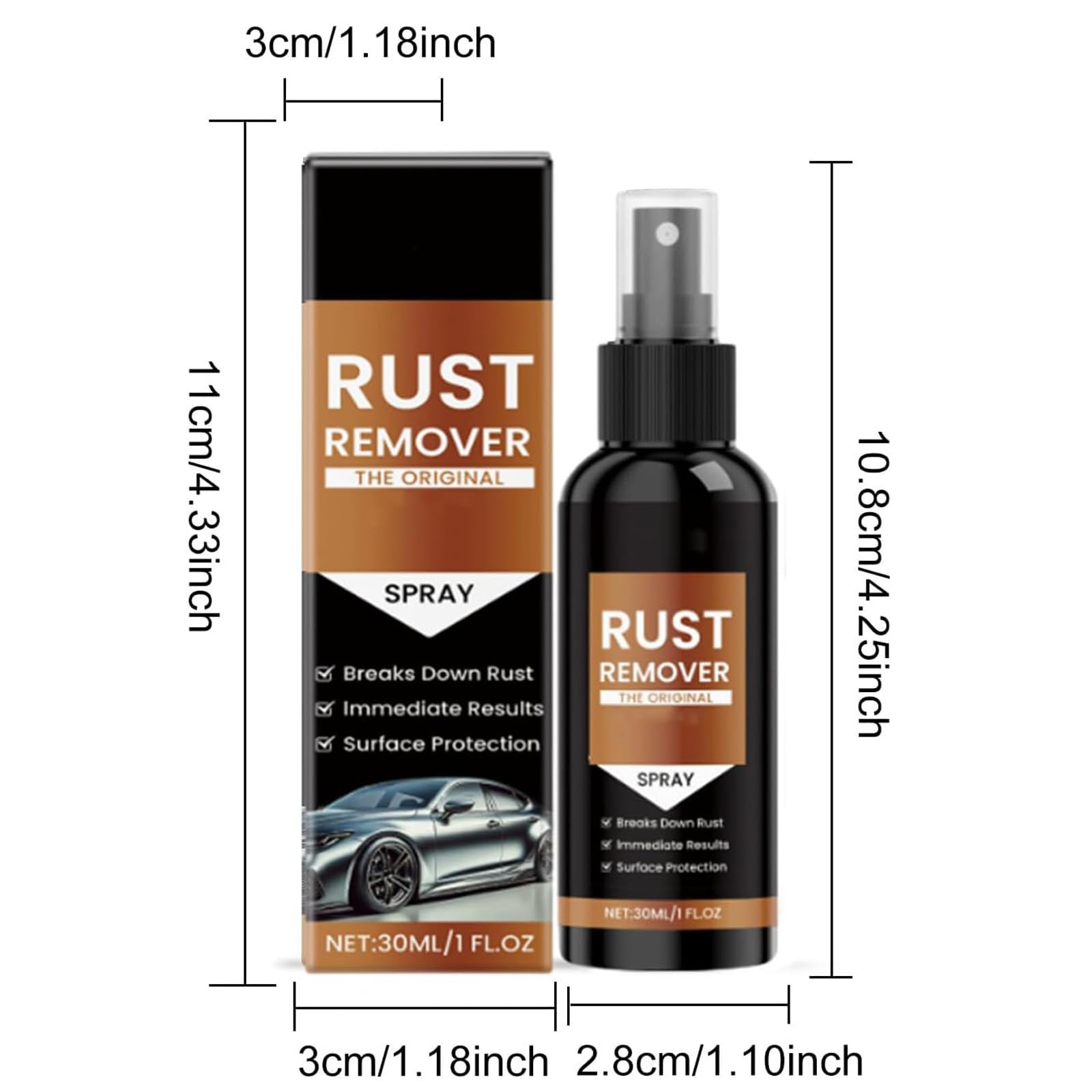 Rust Remover Spray for Metal, 2025 Upgrade Rust Remover for Metal, Multipurpose Rust Stain Remover, Fast Acting Heavy Duty Rust Dissolver for Cars, Tools, Bolts & More（2Set*30ml） — view 7