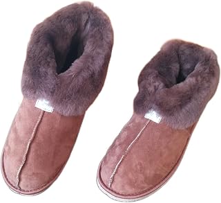 Brown Sheepskin Slippers for Men | Slipper Boot | Moccasin Slipper | Warm House Shoes | Fuzzy Sheep Fur Sleeper (US 11 (men) 10.9 inches / 27.70 cm)