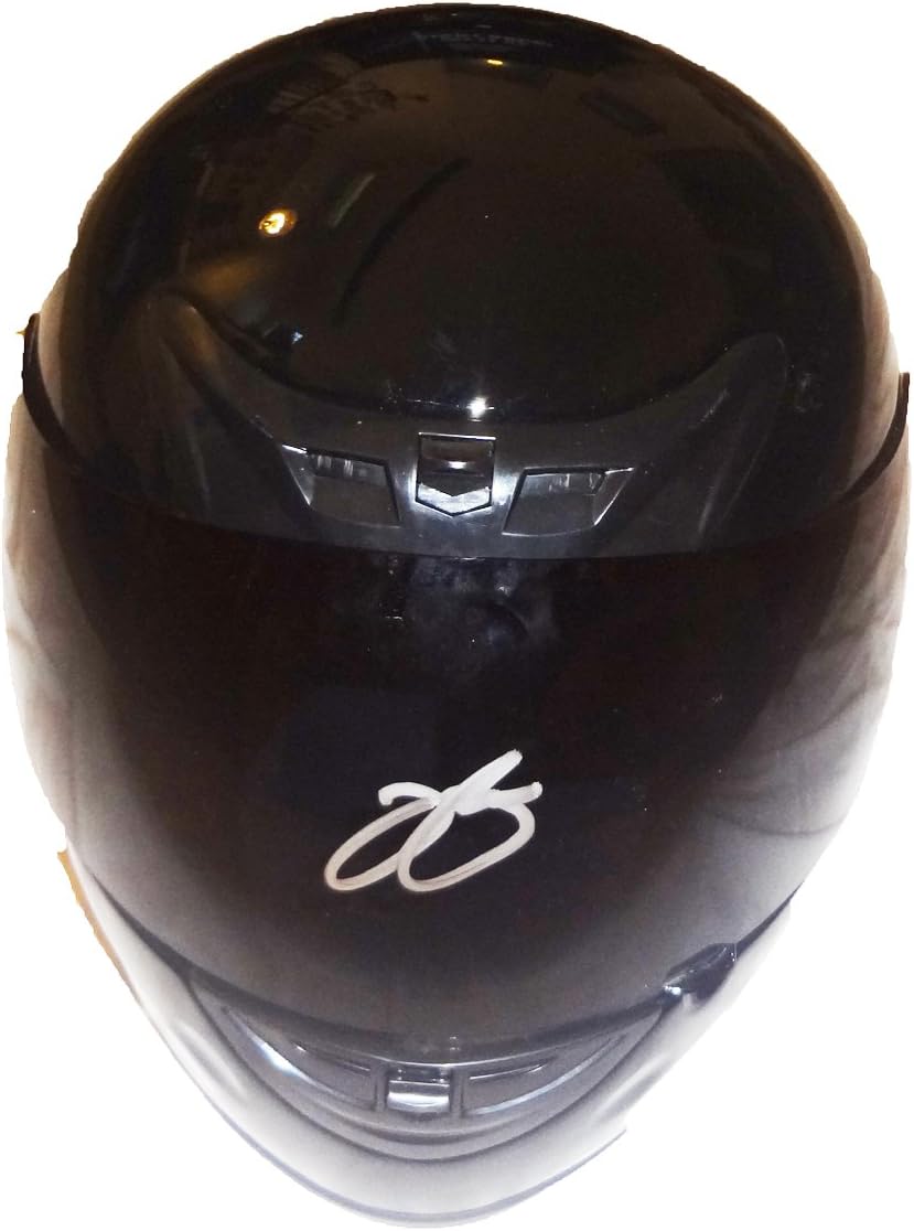 Jimmy Johnson Autographed Full Size Racing Helmet W/PROOF, Picture Of Jimmy Signing