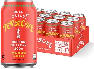 De La Calle Tepache - Mango Chili - Modern Mexican Soda - Craft Fermented Pineapple Sparkling Beverage - Certified Organic, Antioxidant Rich, Non-Alcoholic, Healthy Soda, Low Sugar, Low Calorie, Non-GMO