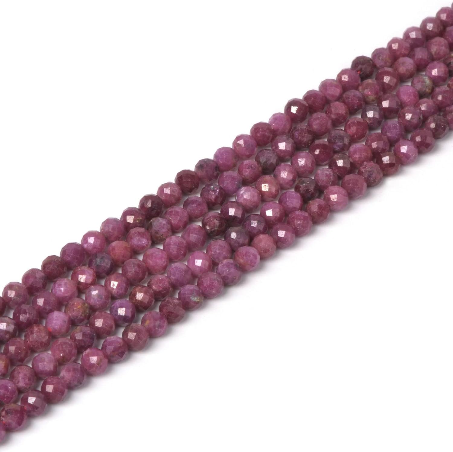 Natural Ruby 4mm Faceted Round Beads Loose Beads 16 Inch for Jewelry Making Beads