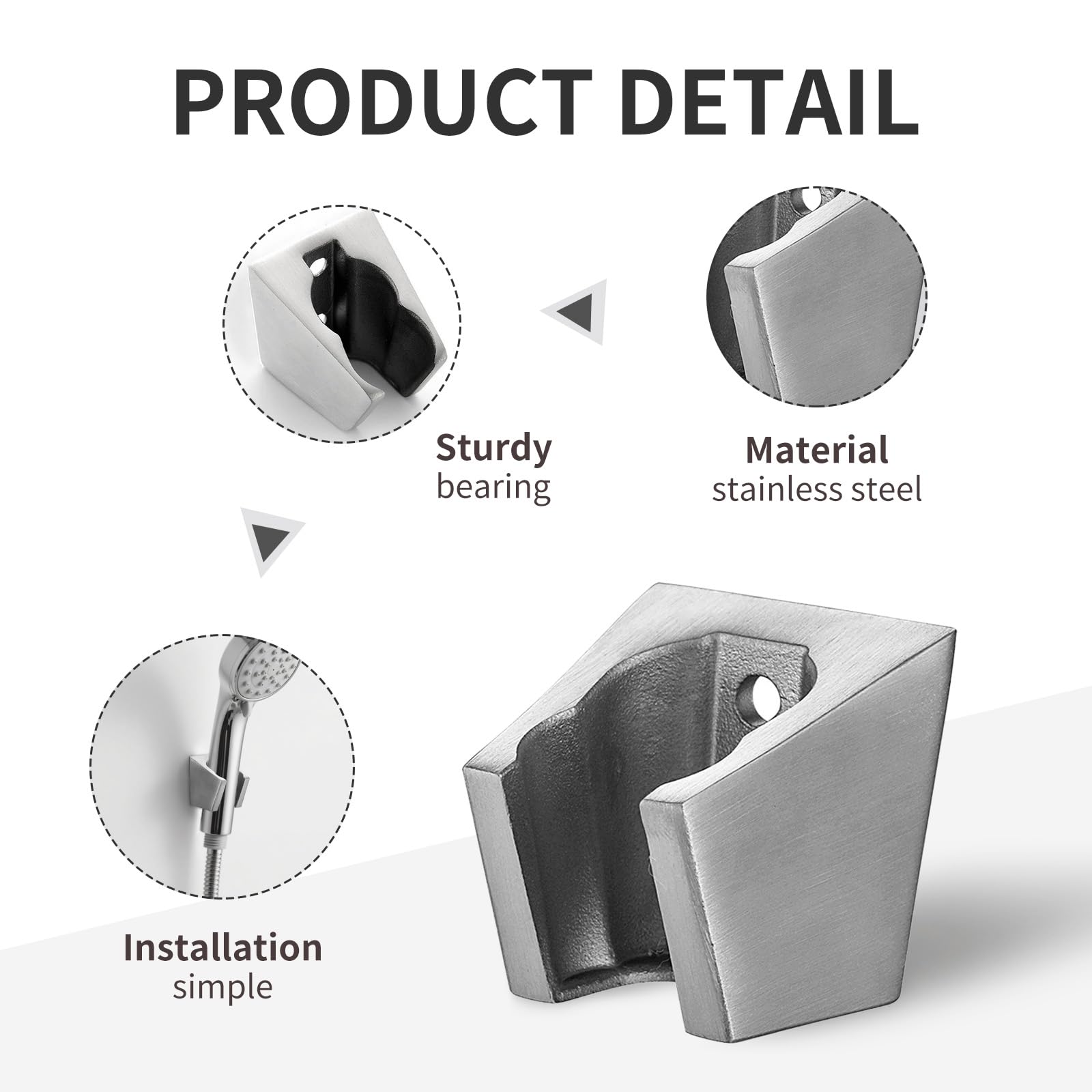 Supporto Doccetta Universale In Acciaio Inox Con Viti | Staffa Per Soffione Doccia A Palmare | Doppio Slot Per Tubi E Pistole | Accessorio Bagno Elegante E Antiruggine - 2