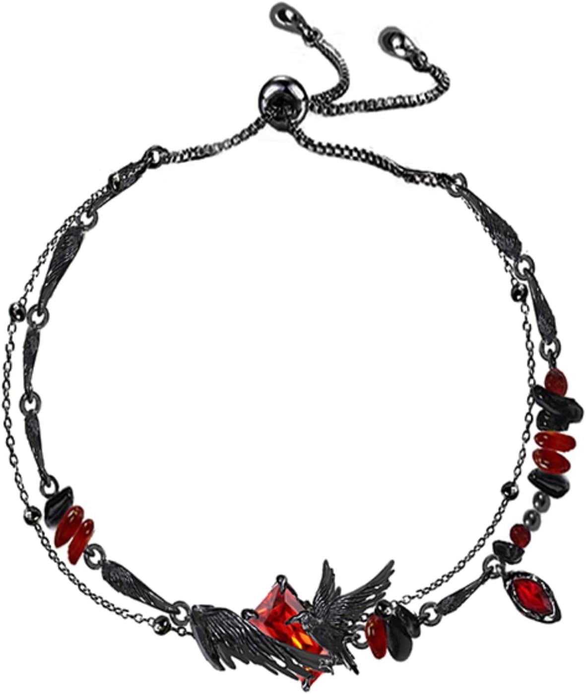 original design hip hop style Red beaded bracelet Gothic Black Crow bracelet Ladies Holiday party gift M3363