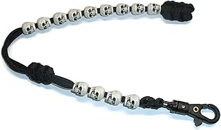Ranger Pace Counter Skull Beads by RedVex - Black Cord - 13 inches - Choose Your Skull Color and Attachment (White Skulls, ABS Clip)
