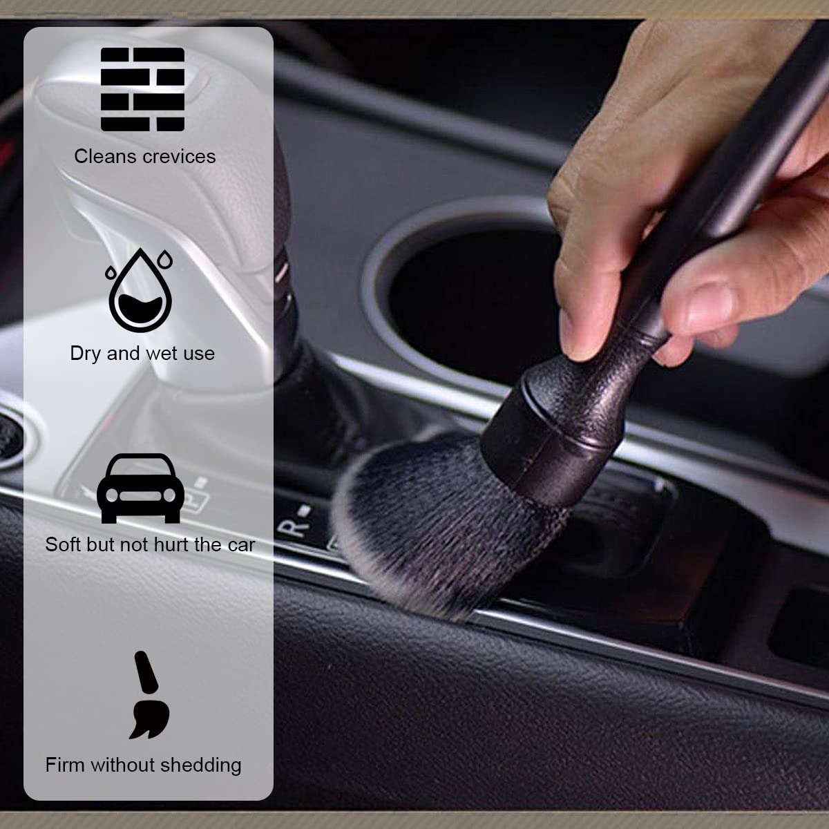 Set 2 Pennelli Detailing Auto - Spazzole Morbide Per Pulizia Interni, Cruscotto, Motore E Cerchi - Foto 3